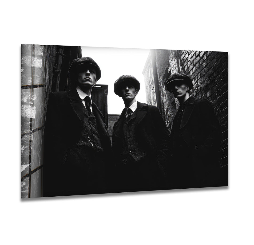 Peaky Blinders Black & White Glass Wall Art cglass photo prints, glass picture prints
