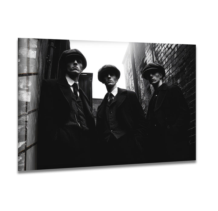 Peaky Blinders Black & White Glass Wall Art cglass photo prints, glass picture prints
