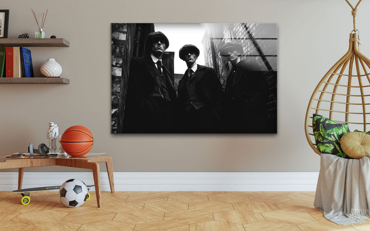Peaky Blinders Black & White Glass Wall Art print on glass, glass printed photos
