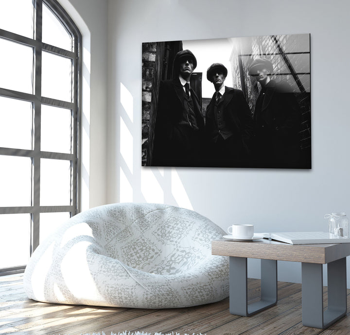 Peaky Blinders Black & White Glass Wall Art print picture on glass, Tempered Glass Wall Art
