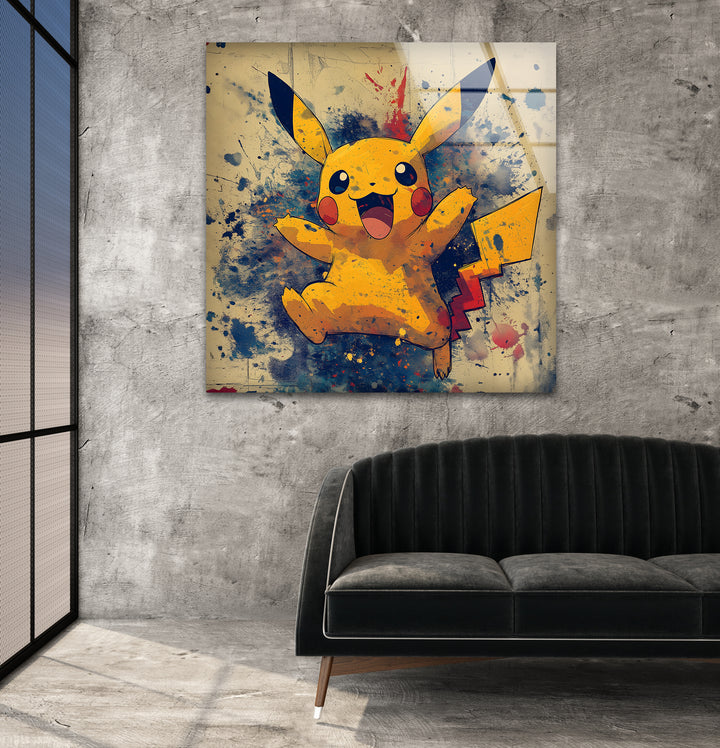 Pikachu Art Glass Wall Art large glass photo prints, glass wall photos