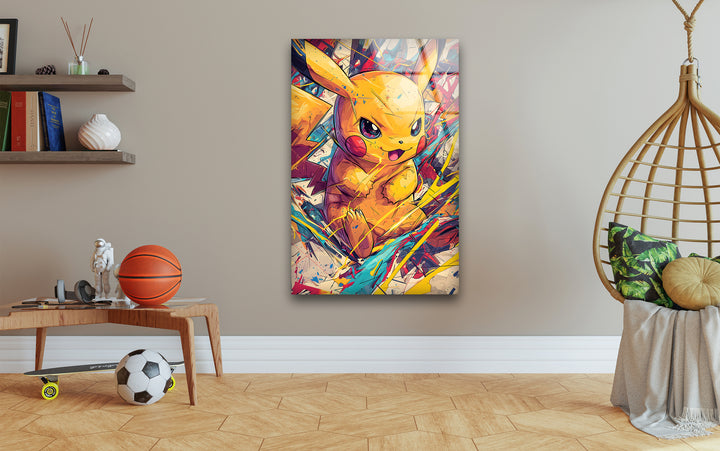 Oil Painting Baby Pikachu Glass Wall Art stained glass wall art, stained glass wall decor
