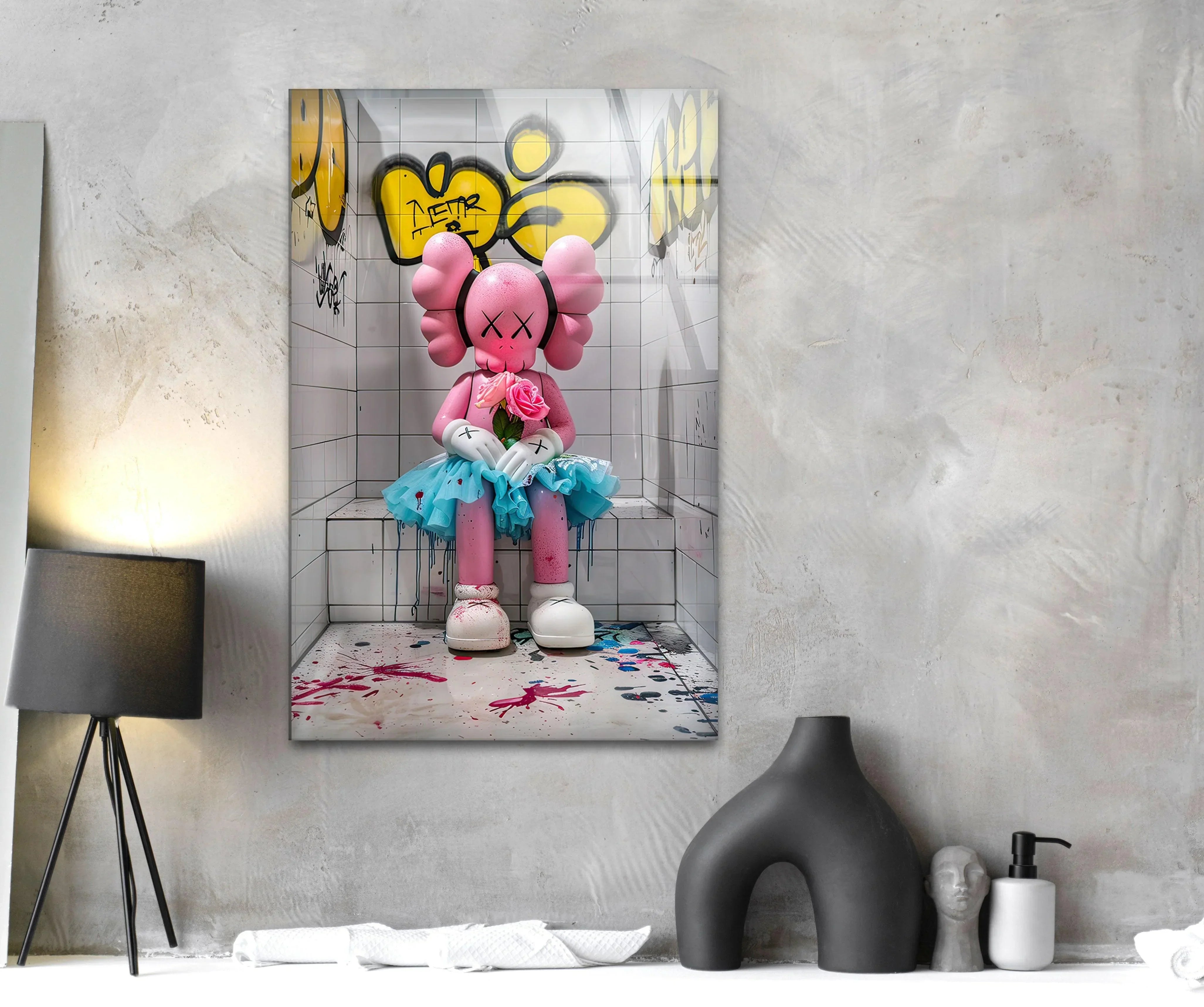 Kaws Pink Wall Decor – Bold Pop Art Statement – MyPhotoStation