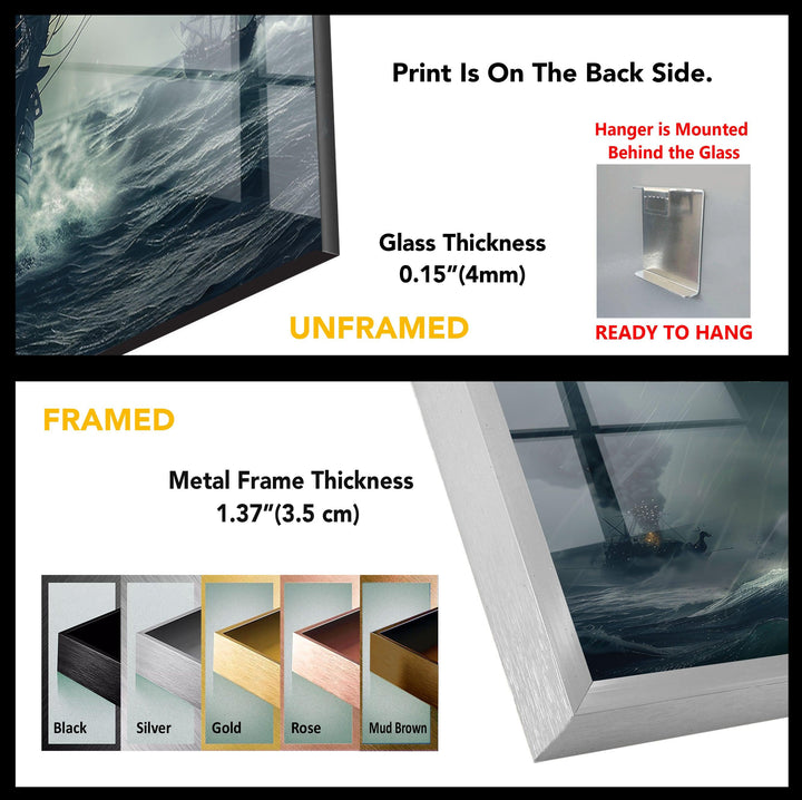 Pirate Ship Glass Wall Art
