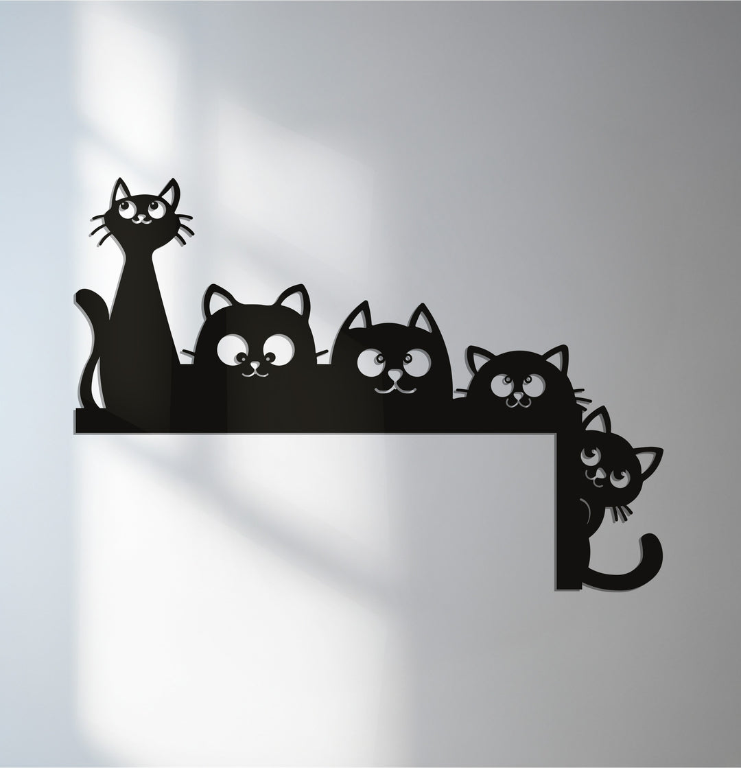 Playful cats metal wall art for modern home decoration