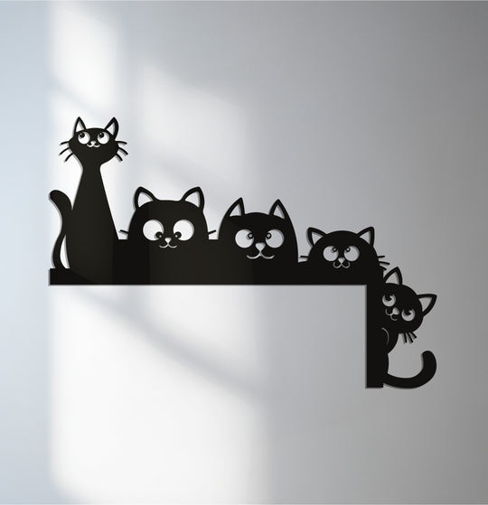 Crafted with durable metal, the Curious Companions – Playful Cats metal art for wall showcases the smooth, precise laser-cut detailing for a premium, modern look.
