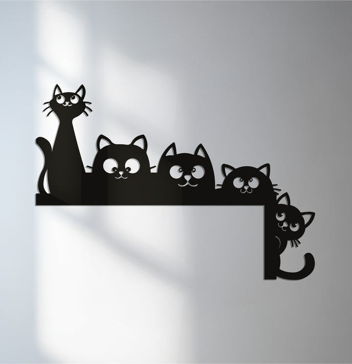 Playful cats metal wall art for modern home decoration