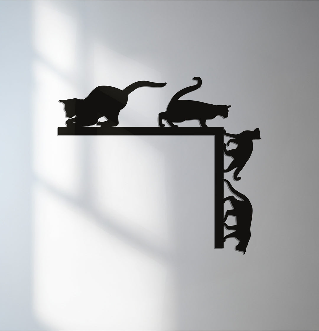 Playful cats metal wall art for modern cat lover home décor