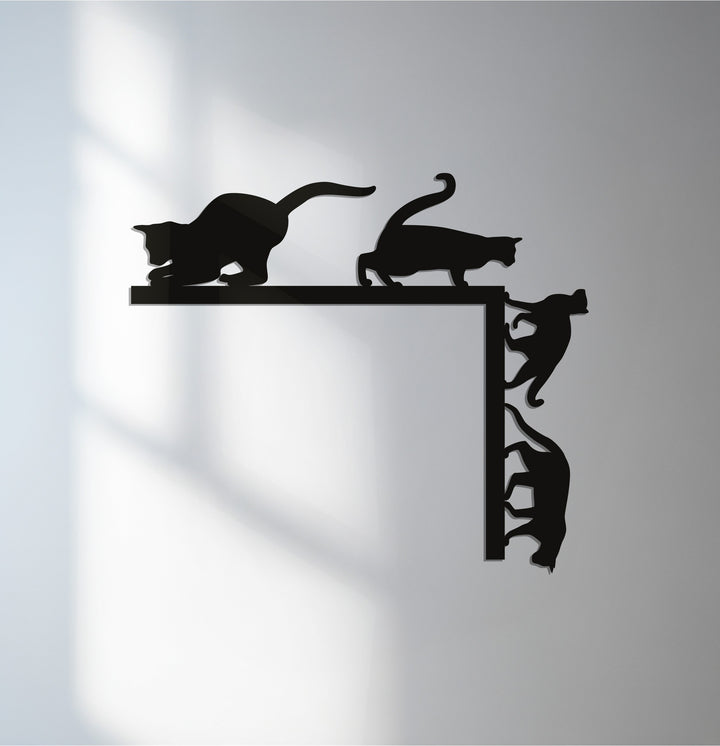Playful cats metal wall art for modern cat lover home décor