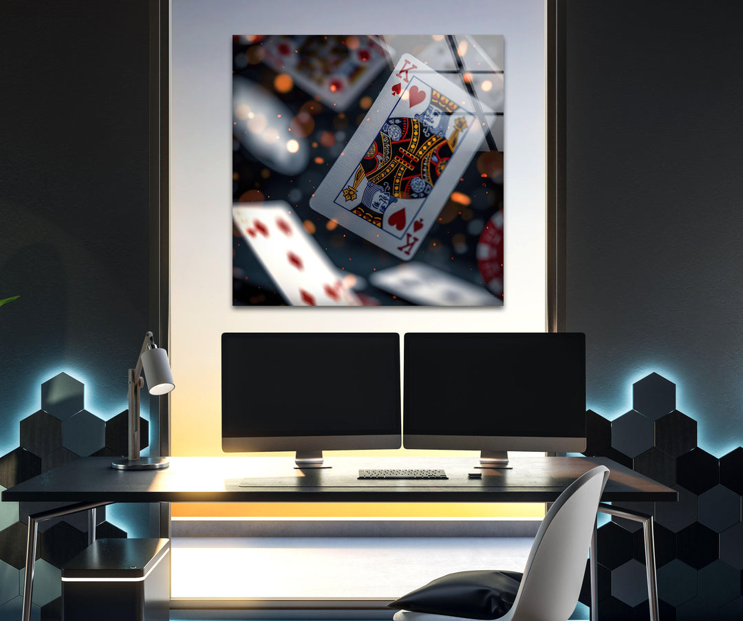 Spielkartenkönig Poker Glas Wandkunst