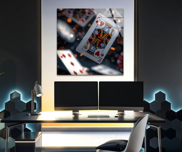 Spielkartenkönig Poker Glas Wandkunst