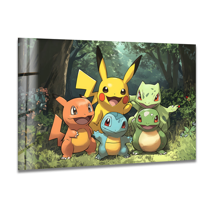 Pokemon Gang Glass Wall Art  print picture on glass, Tempered Glass Wall Art