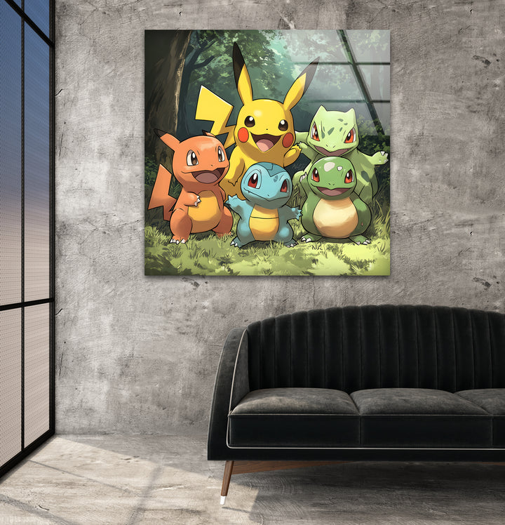Pokemon Gang Glass Wall Art custom glass pictures, glass art prints