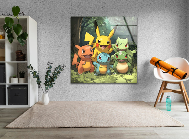 Pokemon Gang Glass Wall Art photo print on glass, prints on glass wall art
