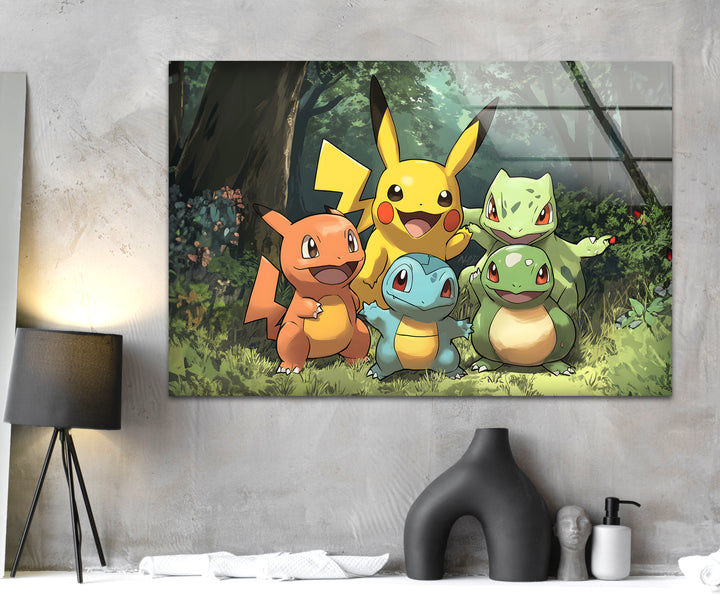 Pokemon Gang Glass Wall Art glass art painting, glass art for the Wall