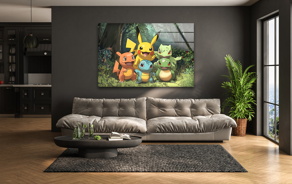 Pokemon Gang Glass Wall Art glass wall decor, glass wall art decor