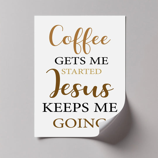 Subtle light and shadow define the curled corner of this canvas print, creating a dimensional effect for this motivational 'Coffee & Jesus' canvas, a potential candidate among the best canvas prints.