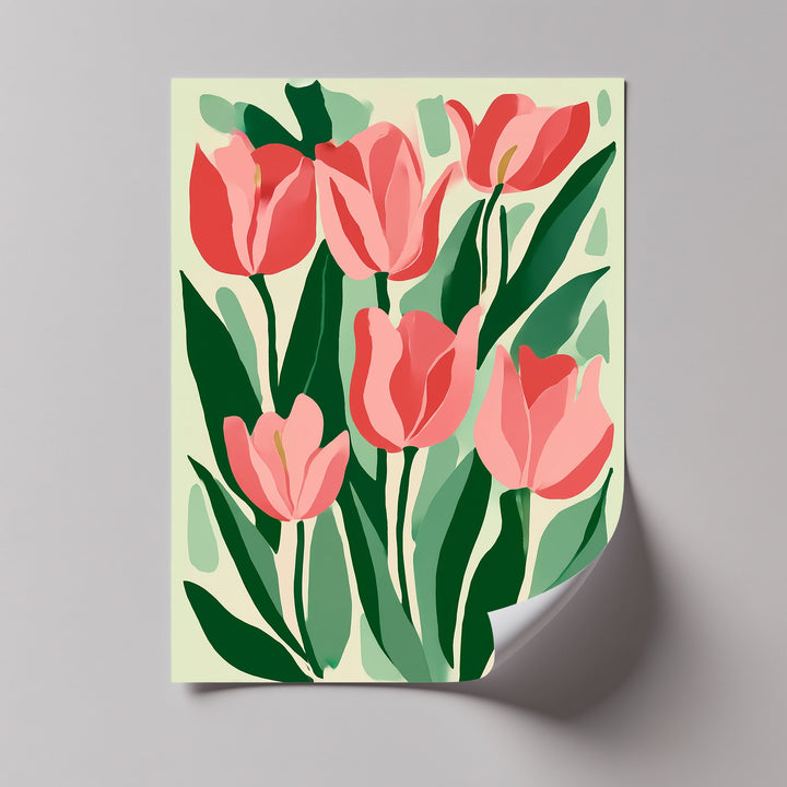 Coral Tulip Delight – Abstract Pink Tulip Canvas Print