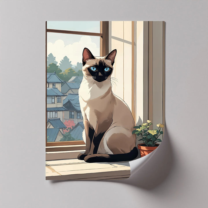 Siamese Cat in Japanese-Inspired Setting - Cat Canvas Print - MyPhotoStation