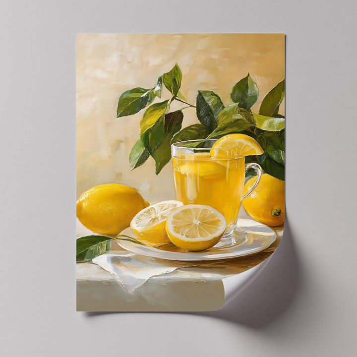 Citrus Morning – Lemon Tea Still Life Kitchen Canvas Print - MyPhotoStation