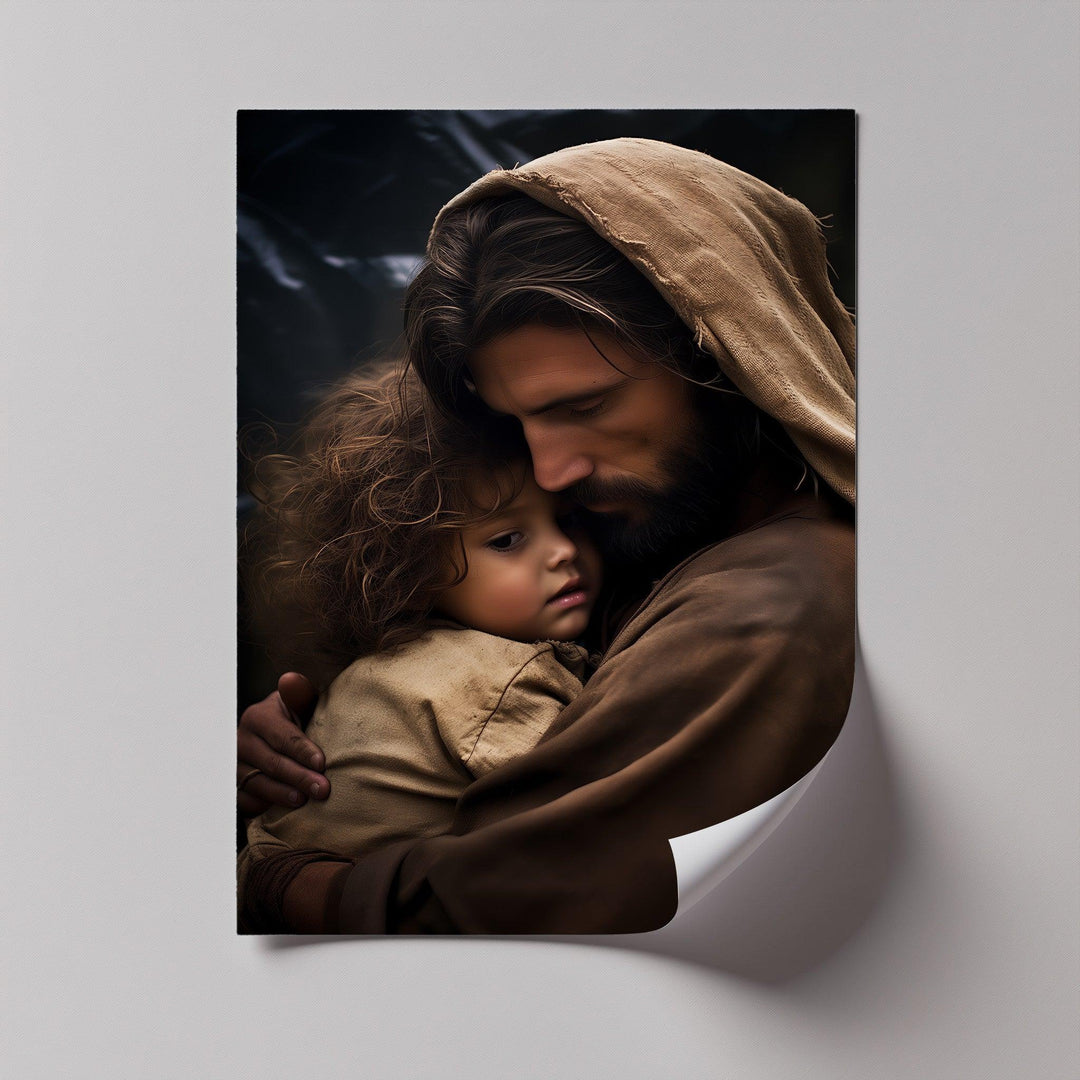 A moment of pure compassion, this canvas print brings warmth and faith to your space.

