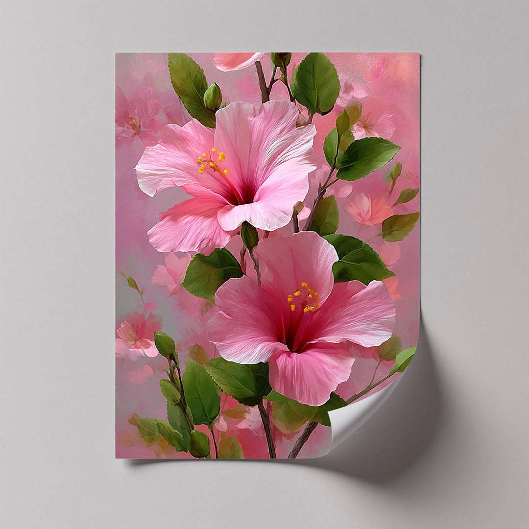 Pink Hibiscus Elegance – Romantic Tropical Floral Canvas Print - MyPhotoStation