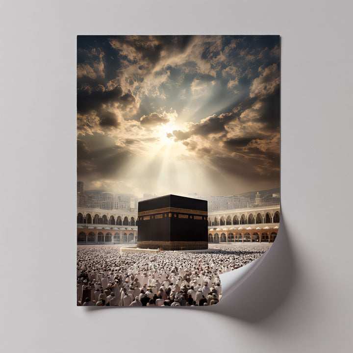 Divine Light over the Kaaba – Islamic Canvas Print