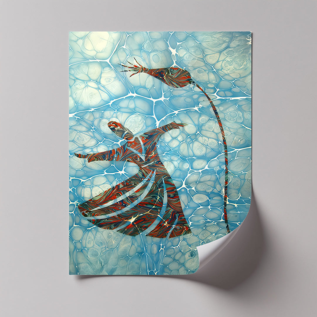 Dance of Devotion – Whirling Dervish Ebru Art Canvas Print