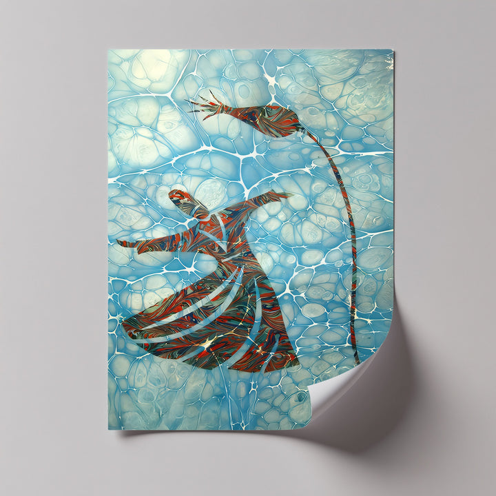 Dance of Devotion – Whirling Dervish Ebru Art Canvas Print