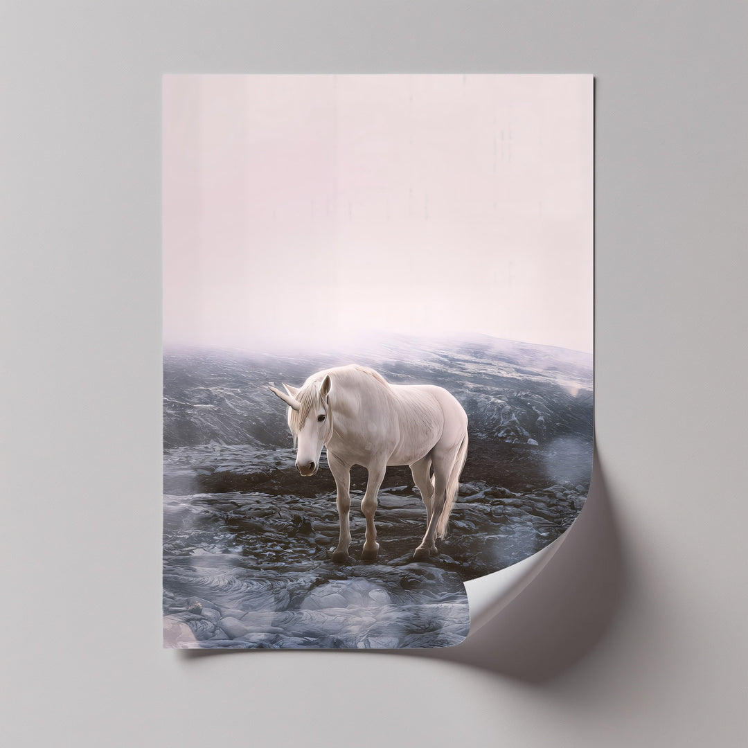 Celestial Wanderer – White Unicorn Fantasy Canvas Print