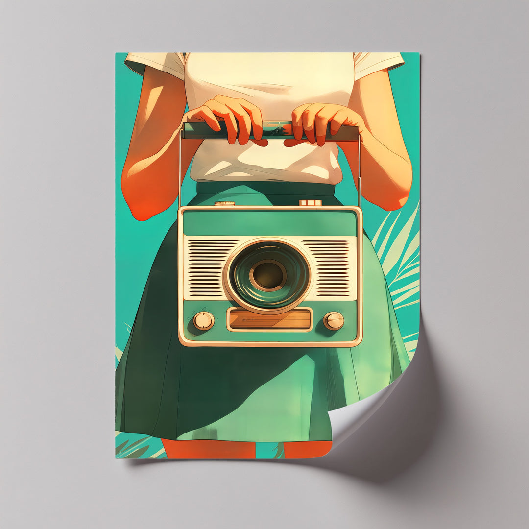 Tuned In – Retro Radio Girl Canvas Print