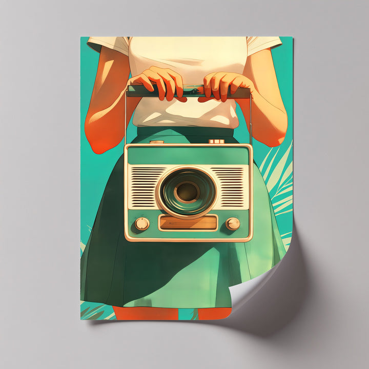 Tuned In – Retro Radio Girl Canvas Print