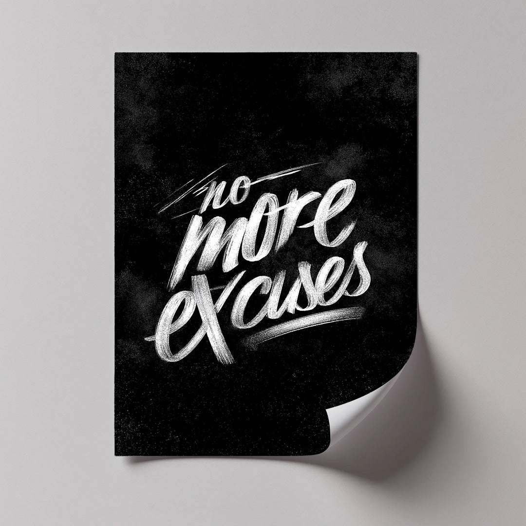 Bold black and white typography wall art for focus

