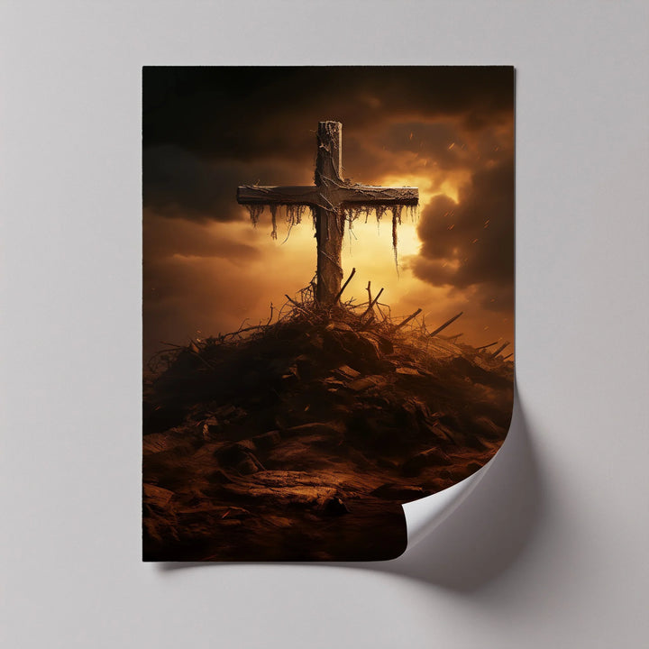 Calvary’s Shadow – Weathered Cross on the Hill Canvas Print - MyPhotoStation