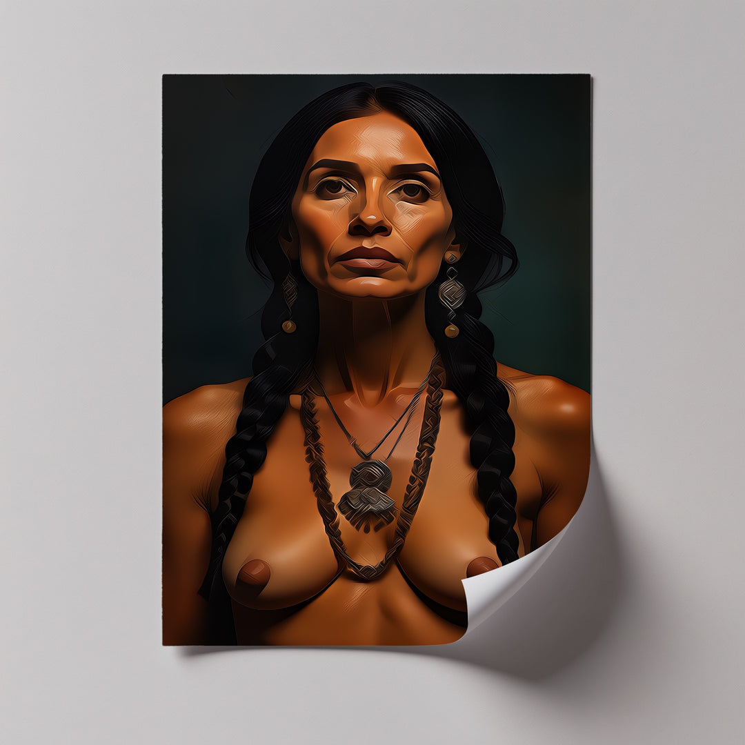 Warrior Grace – Tribal-Inspired Nude Canvas Wall Art | Large Canvas
