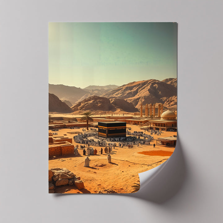 Ancient Makkah – Historic Kaaba Scene Islamic Canvas Print