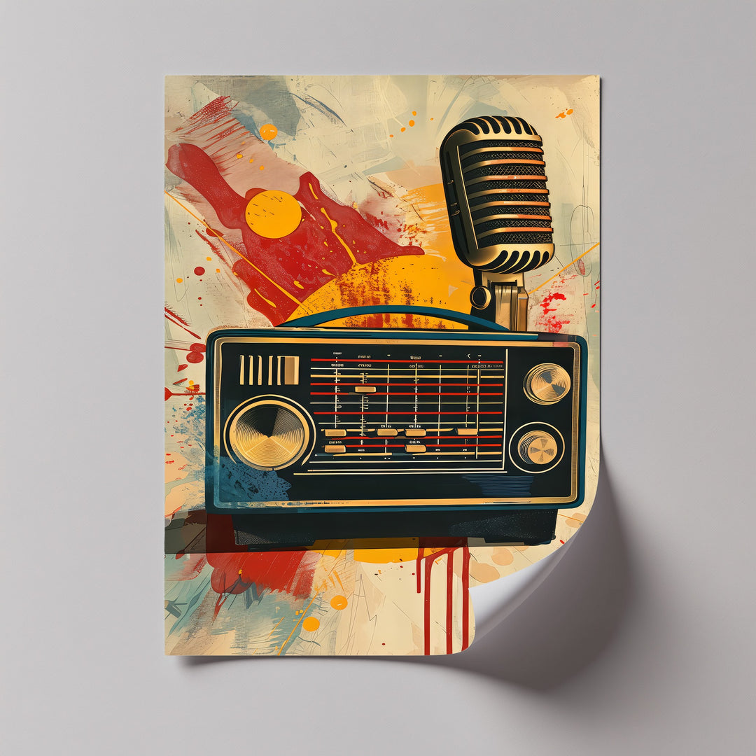 Broadcast Vibes – Vintage Radio and Microphone Canvas Print