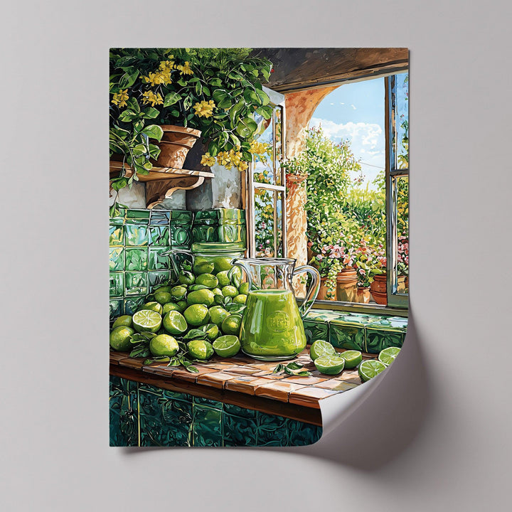 Lime Harvest Kitchen Scene – Mediterranean Style Canvas Print - MyPhotoStation
