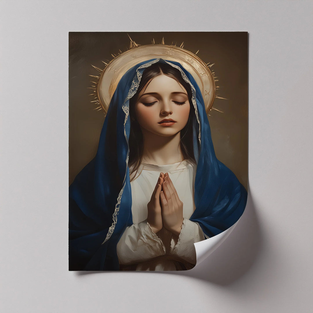 A luminous photo canvas of Mother Mary, perfect for adding spiritual warmth to your sacred space.


