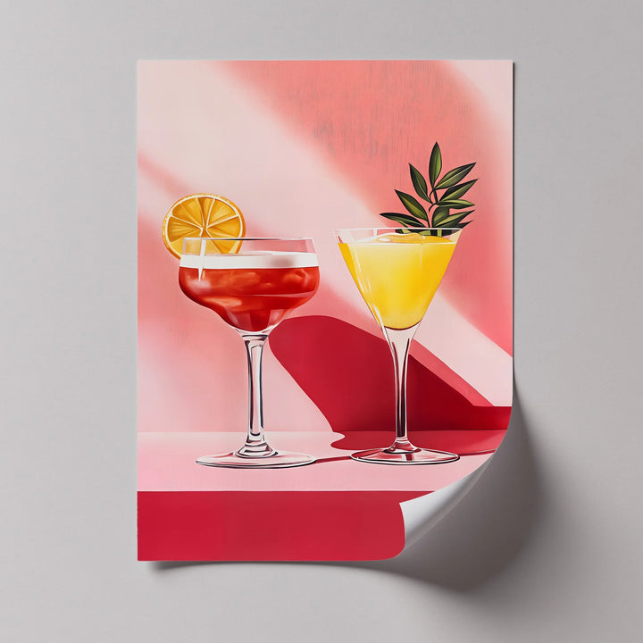 Sunset Sips – Modern Cocktail Glasses Canvas Print - MyPhotoStation