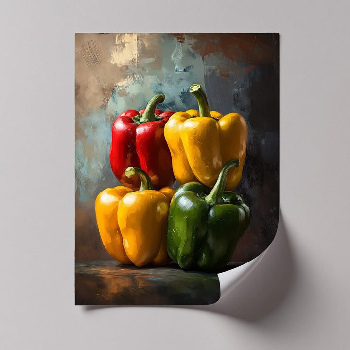 Bell Pepper Harmony – Colorful Still Life Kitchen Canvas Print - MyPhotoStation