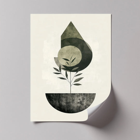 Minimalist Growth – Geometric Plant-Inspired Canvas Print - MyPhotoStation