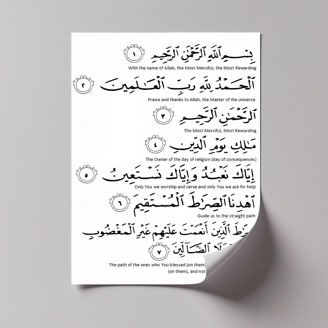 Divine Guidance – Surah Al-Fatiha Arabic Calligraphy Canvas Print