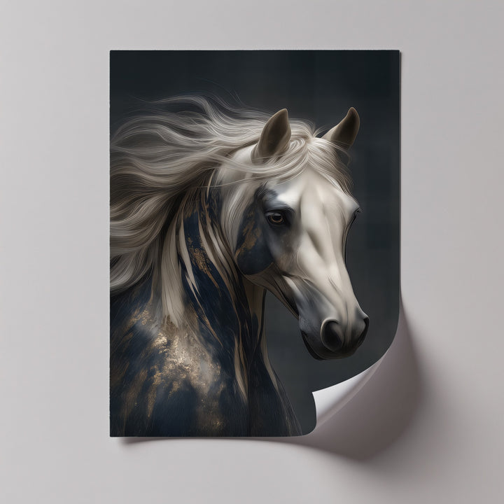 Silent Majesty – White Mane Horse Portrait Canvas Print