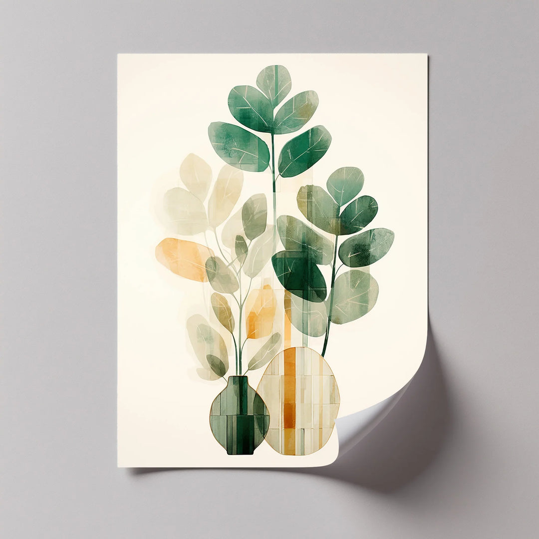 Modern Botanical Silhouettes in Glass Vases – Minimal Nature Canvas Print - MyPhotoStation