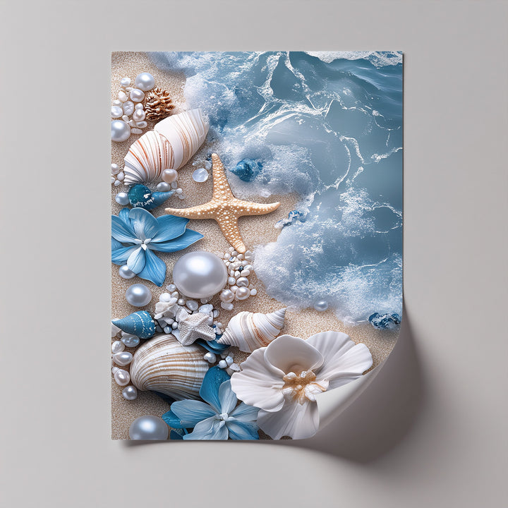This richly detailed seashell composition shines beautifully as framed canvas décor.

