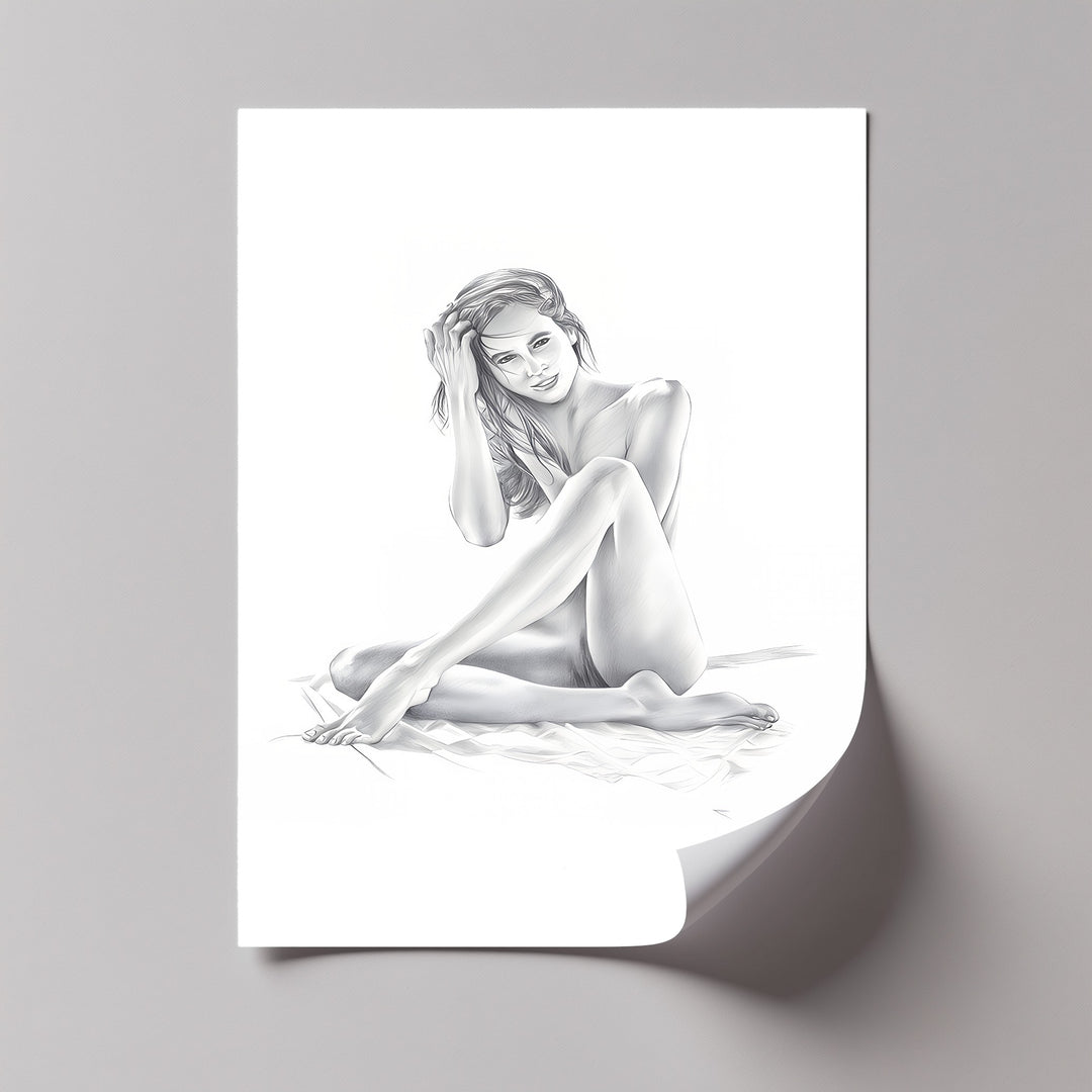 Black & White Naked Woman – Erotic Canvas Print