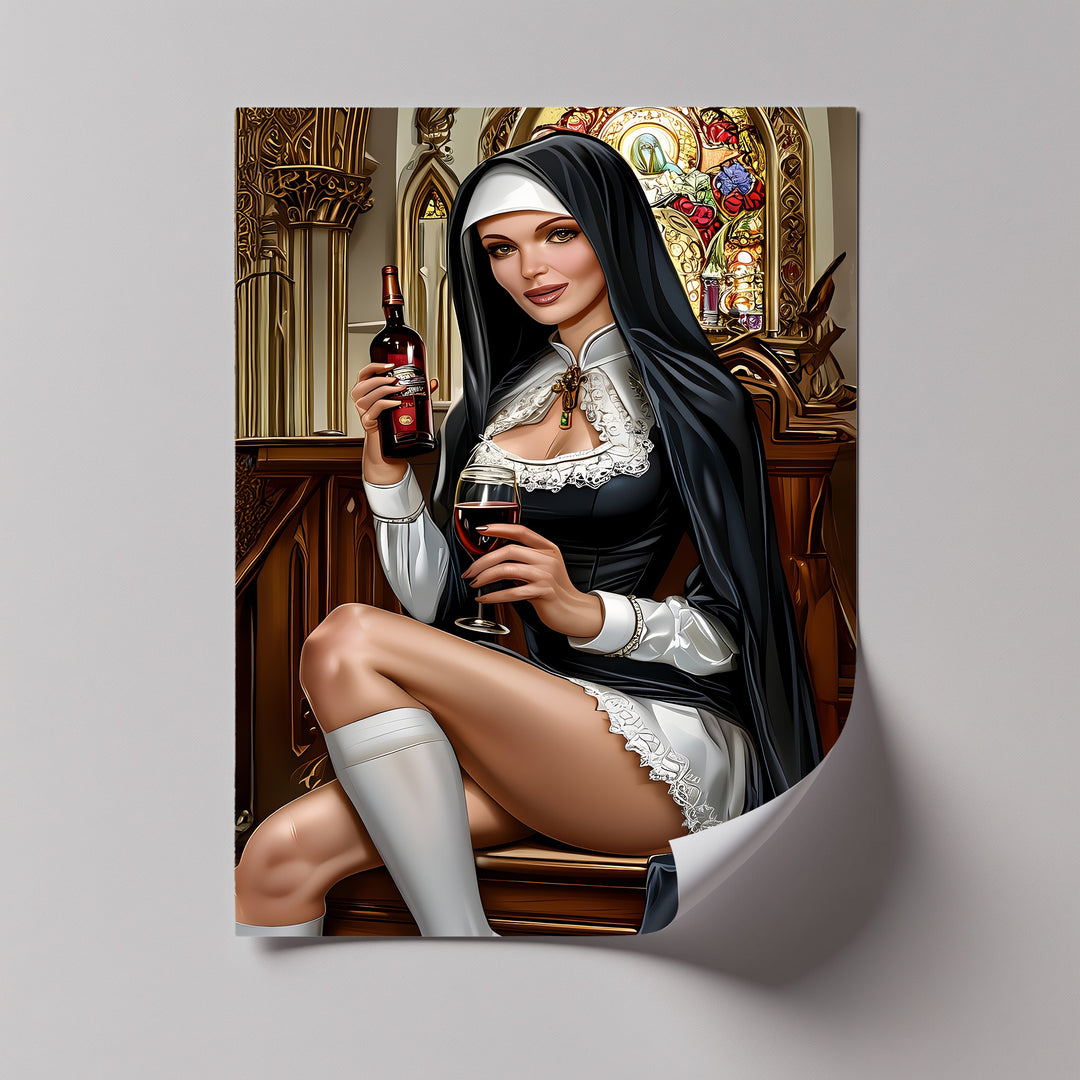 Sacred Temptation – Sensual Nun Erotic Canvas Print