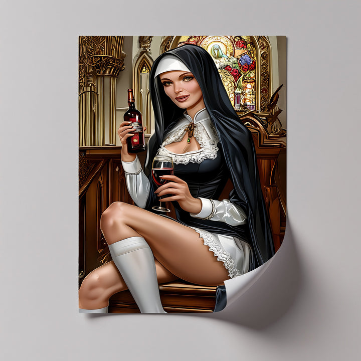 Sacred Temptation – Sensual Nun Erotic Canvas Print