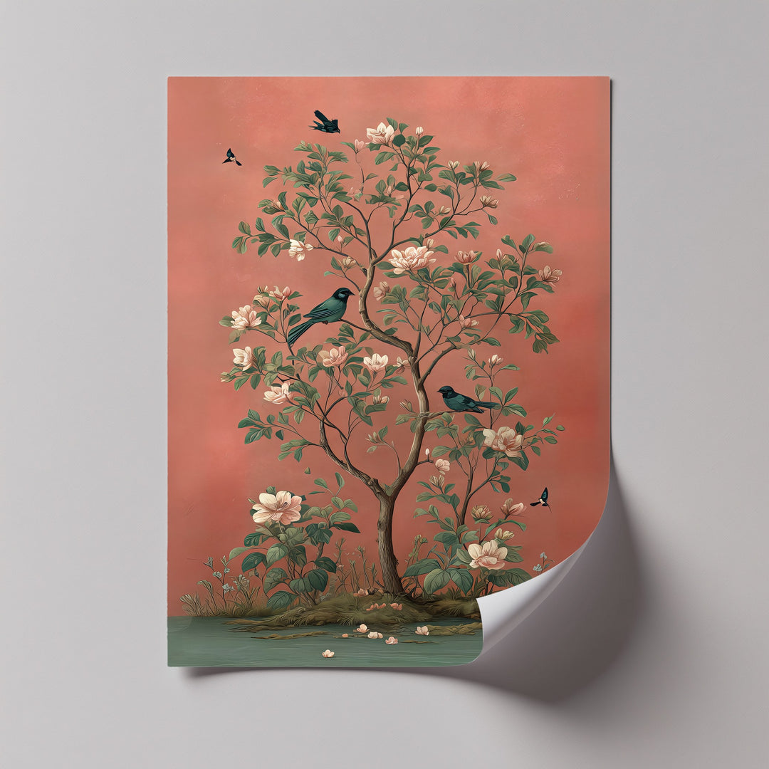Birds and Magnolia Tree - Canvas Wall Art | Bedroom Canvas Art